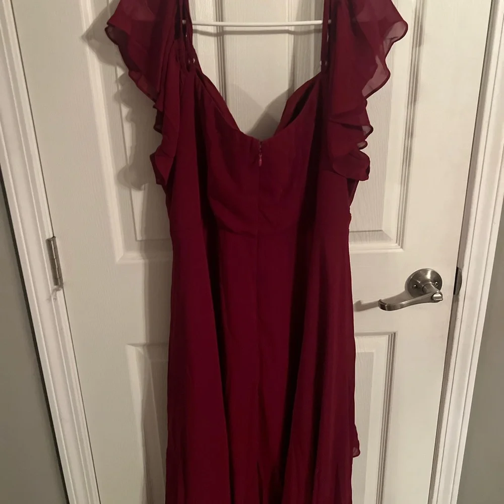 Ever Pretty Burgundy High-Low Ruffle Dress - Picture 2 of 3